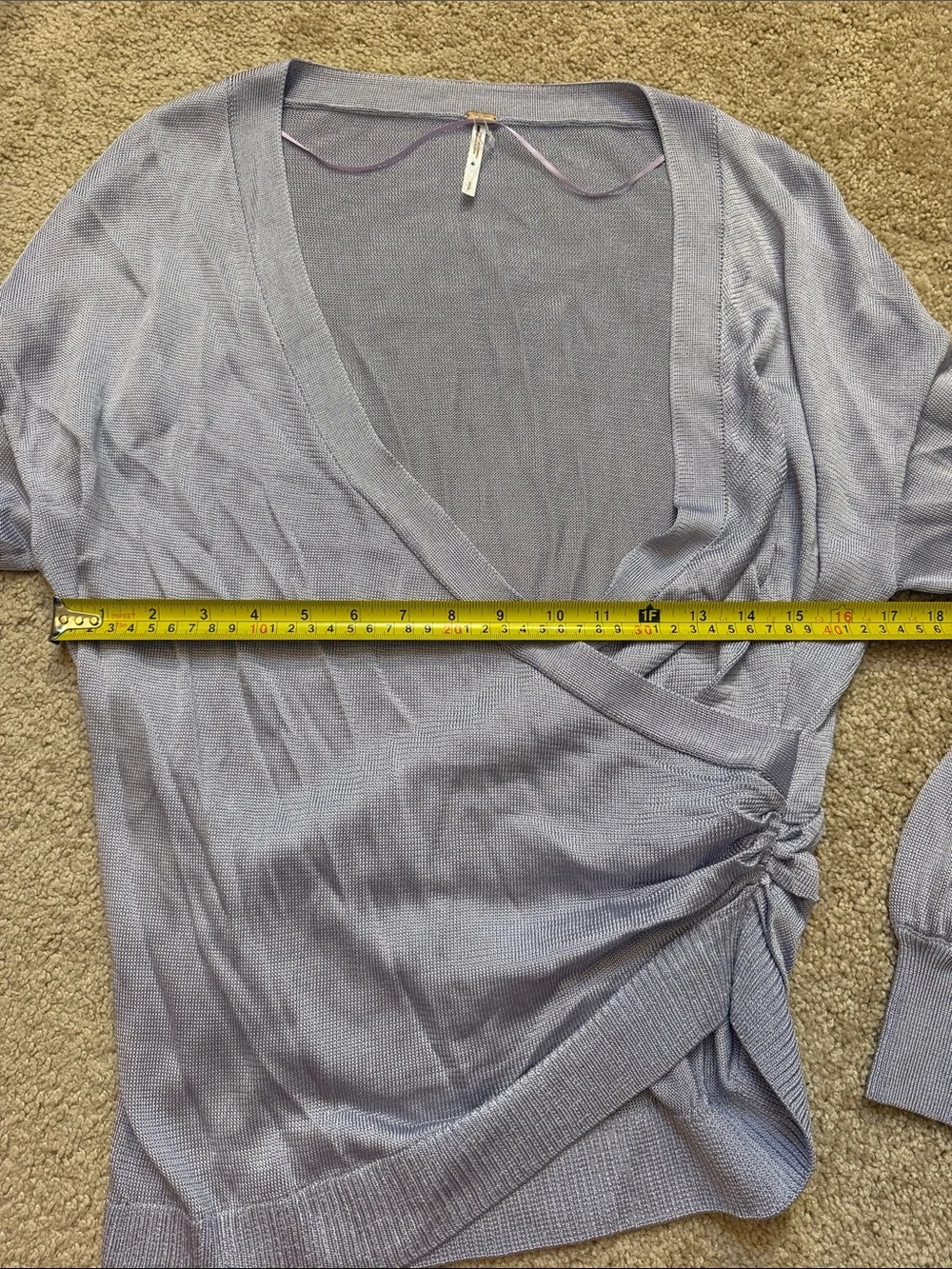 Free People Veronica Long Sleeve Viscose Dusty Lavender Wrap V-Neck Sweater Smal